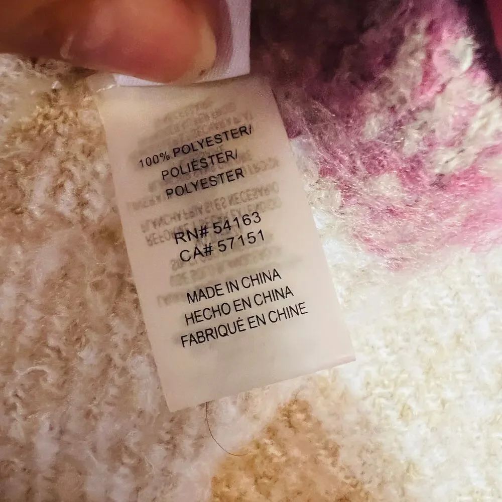 Calvin Klein Blanket Scarf Pink Cream Plaid Fringe Cabincore Cozy Gorpcore